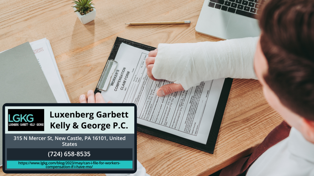 Injured worker filling compensation form, legal help contact.